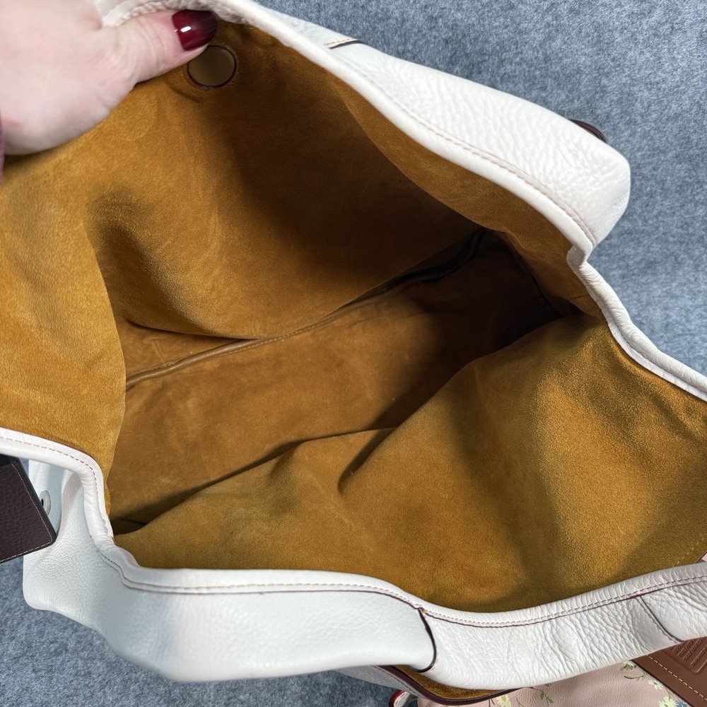 Coach Cream Leather Hobo with Brown Trim - Picture 13 of 16